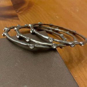 Set of 3 Silpada Star Studded .925 Sterling Silver CZ Bangle Bracelets